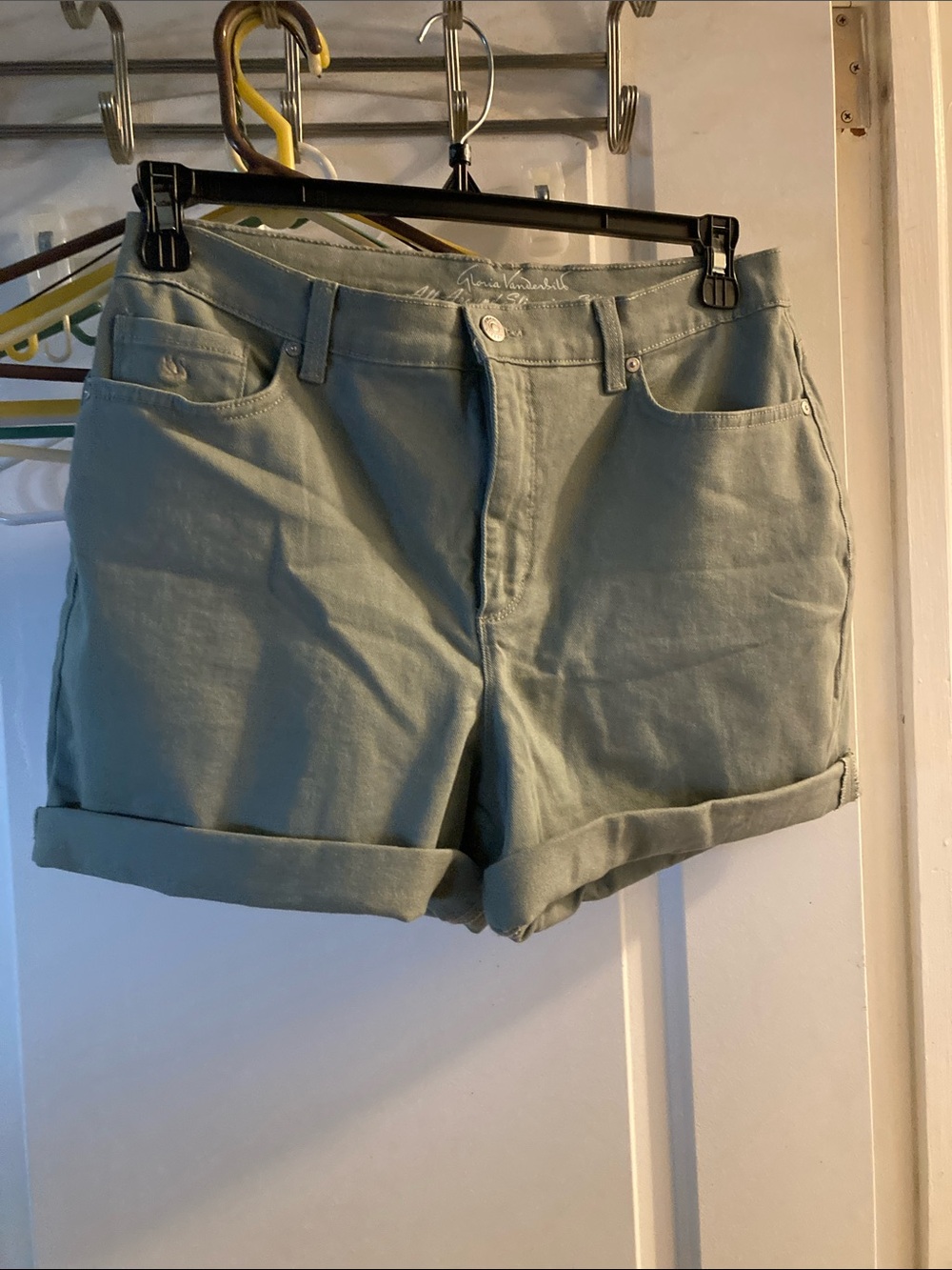 Gloria Vanderbilt Light Sage Rolled-Hem Jean Shorts
